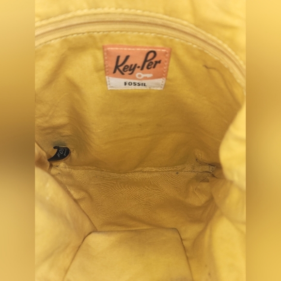 Vintage Fossil Key-Per PVC Coated Orange Canvas Crossbody Bag 11"X10.5" - Picture 6 of 10